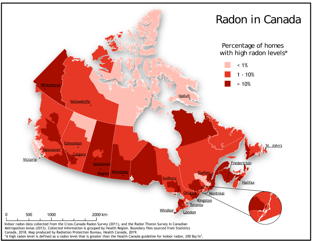 Radon gas no canadá